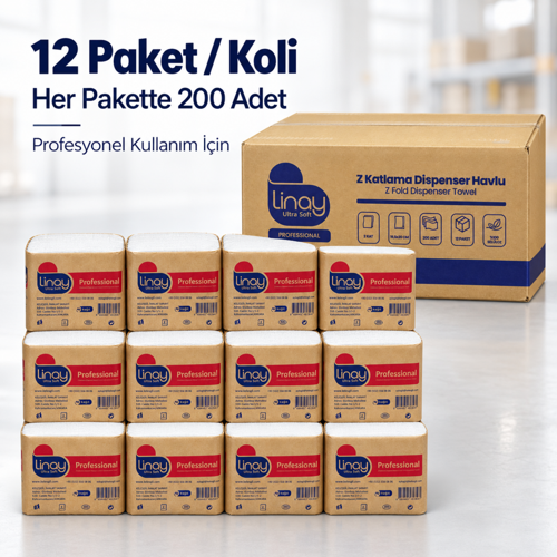 Ultra Soft Z Katlama Dispenser Havlu 2 Katlı 200 Yaprak 12 Paket