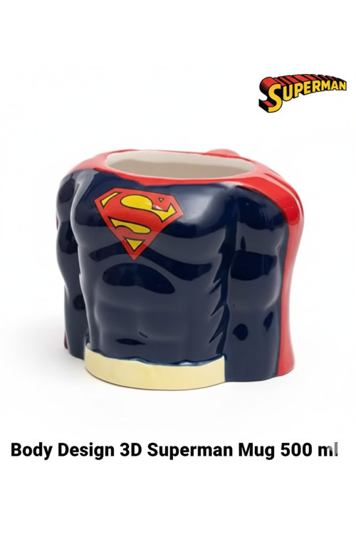 Bood Design Superman 3D Figürlü Seramik Kupa 500 ml - Özel El Yapımı Tasarım Dev Mug Bardak
