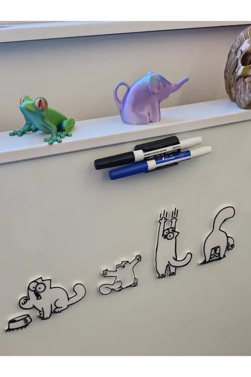 3D Baskı Sevimli Kedi Magnet Seti – Mıknatıslı Dekor