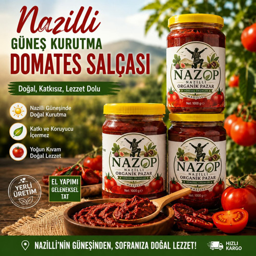 Nazop Domates Salçası Nazilli Güneş Kurutma 1 Kg.