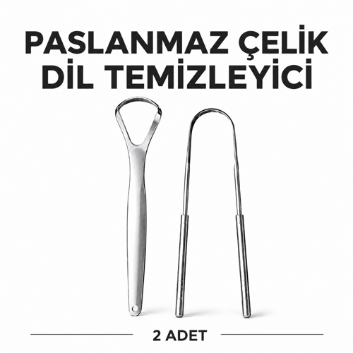 Dil Temizleyici Ağız Bakım Aparatı Hijyenik Paslanmaz Çelik 2 Adet