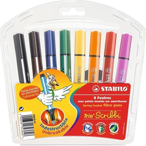 Trio Scribbi Yaylı Uçlu Keçeli Kalem 8 Renk