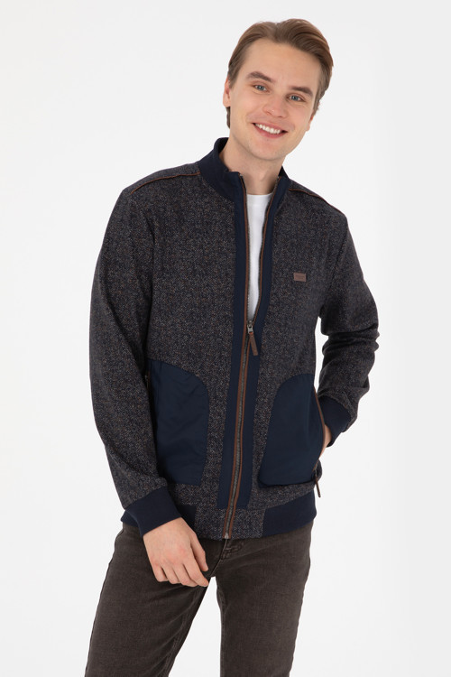 Erkek Regular Fit Lacivert Fermuarlı Örme Hırka50309968-VR033