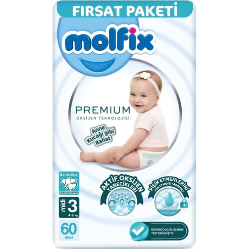Premium Bebek Bezi Fırsat Paketi 3 Beden 4-9 Kg 60 Adet
