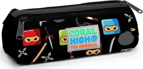 Kids Siyah Ninja Desenli Üç Bölmeli Kalem Çantası 22325