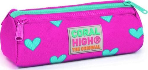 Pembe Kalp Desenli Üç Bölmeli Kalem Çantası 22317