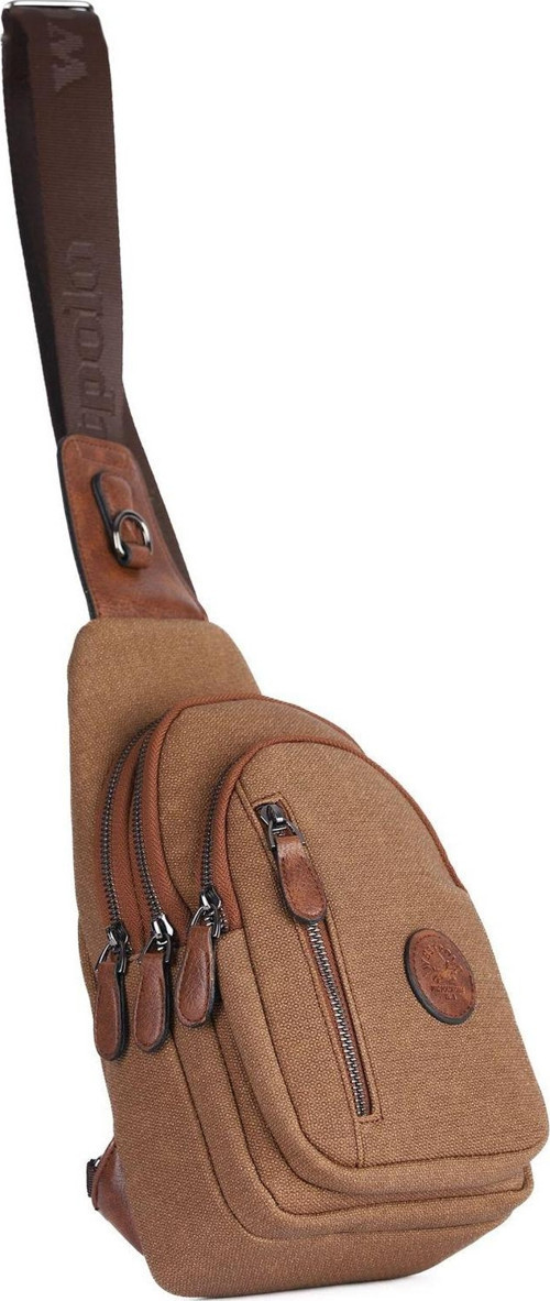 West Polo Erkek Kanvas Kumaş Taba Çapraz Göğüs ve Omuz Çantası