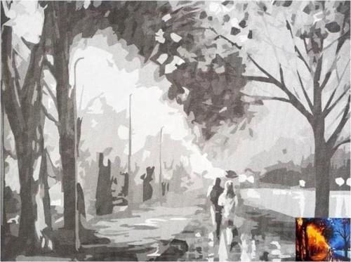 Desenli Pres Tuval 30x40 cm Autumn Walk