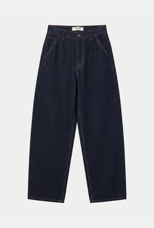Kadın İndigo Selvedge 7w6-50 Skater Fit Bol Kesim Denim Jean