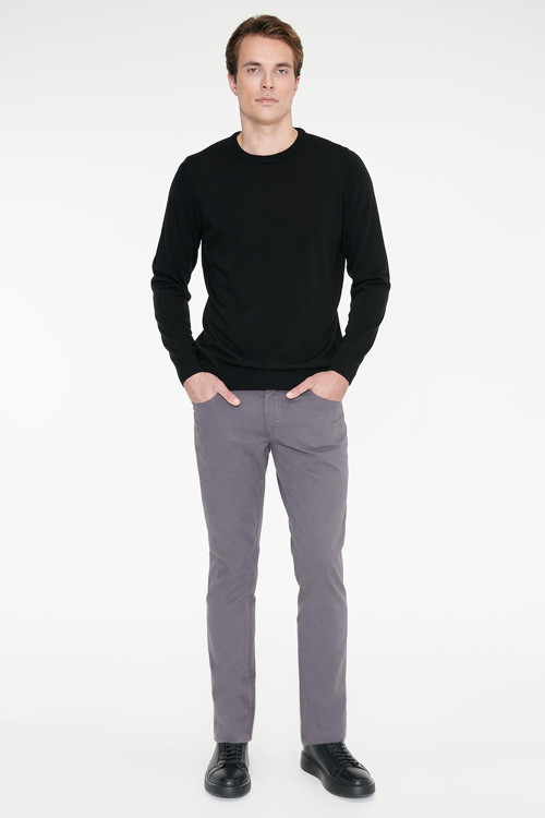 Erkek Antrasit Slim Fit Dar Kesim 5 Cep Pamuklu Esnek Chino Pantolon