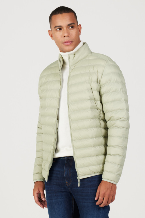 Erkek Mint Standart Fit Normal Kesim Dik Yaka Mont