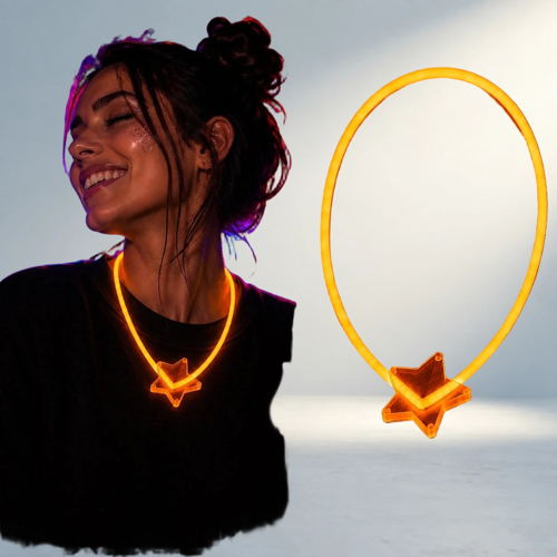Neon Işıklı Turuncu Yıldız Parti Kolyesi