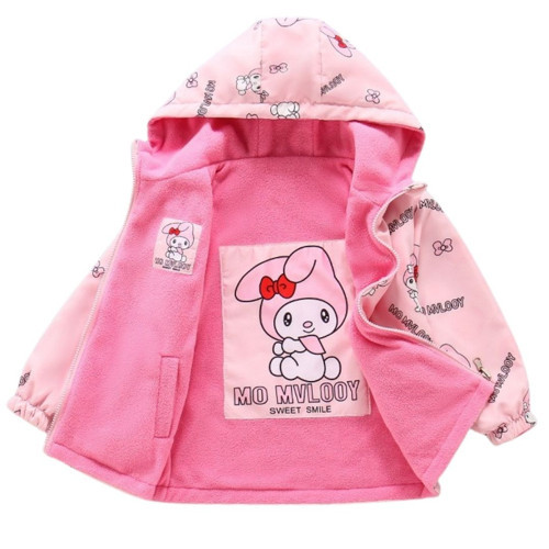 My Melody çift taraflı giyilebilen polar içli pembe şirin kız çocuk mont