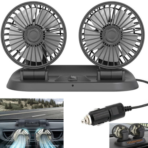 Powermaster FAN10 Mini 12 Volt Dc Çakmaklıklı Numaratörlü Plastik 2'li Araç Vantilatör Fan