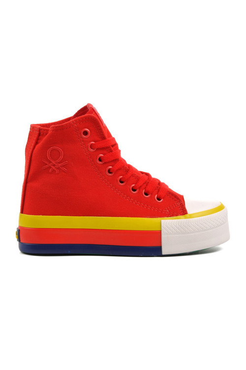Kırmızı Bilek Boy Keten Kadın Spor Ayakkabı Bn-30944 G