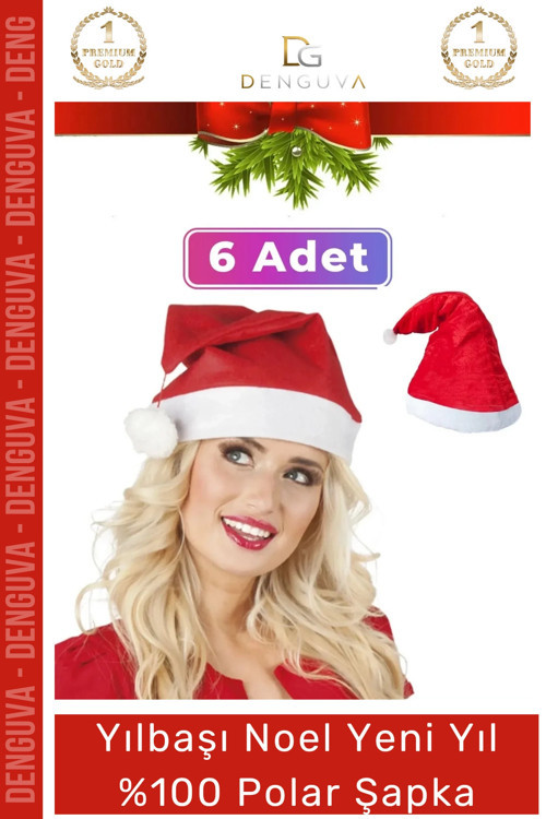 Özel Üretim Yıkanabilir Ucu Ponponlu Çocuk Yetişkin Yılbaşı Noel Baba %100 Polar Şapka 6 Adet