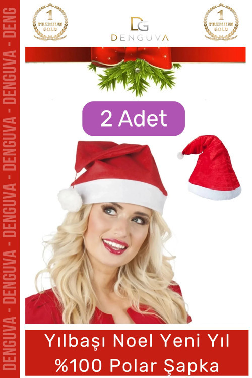 Özel Üretim Yıkanabilir Ucu Ponponlu Çocuk Yetişkin Yılbaşı Noel Baba %100 Polar Şapka 2 Adet