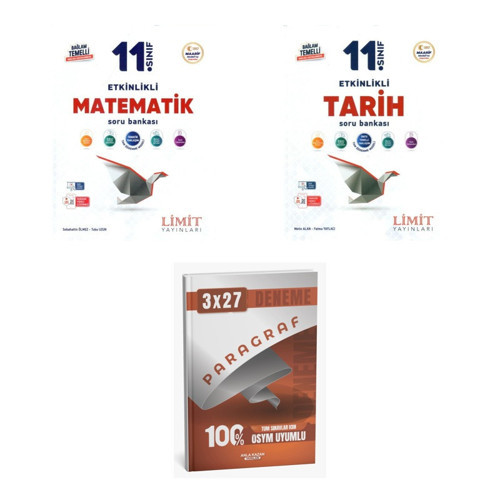 2027 Limit 11. Sınıf Etkinlikli Matematik + Tarih Soru + anla kazan paragraf deneme 3'lü Set