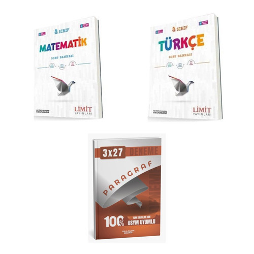 2027 Limit 8. Sınıf Matematik + Türkçe Soru + anla kazan paragraf deneme 3'lü Set