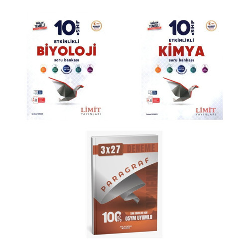 2027 Limit 10. Sınıf Etkinlikli Maarif Biyoloji + Kimya Soru + anla kazan paragraf deneme 3'lü Set