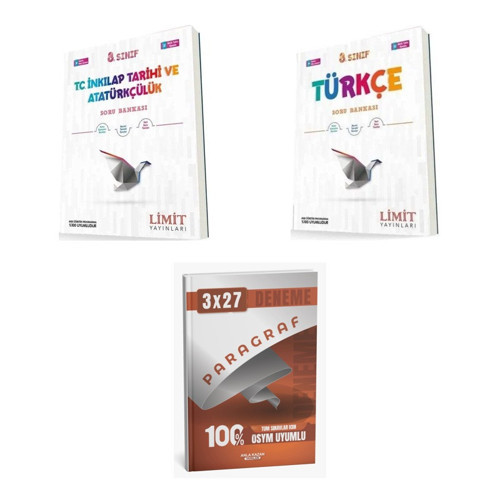 2027 Limit 8. Sınıf İnkılap Tarihi ve Atatürkçülük T C + Türkçe Soru + anla kazan paragraf deneme 3'lü Set