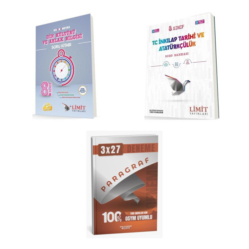 2027 Limit 8. Sınıf Din Kronometre Kültürü ve Ahlak Bilgisi + İnkılap Tarihi ve Atatürkçülük T C Soru 3'lü Set