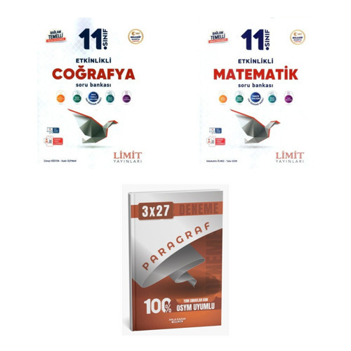 2027 Limit 11. Sınıf Etkinlikli Coğrafya + Matematik Soru + anla kazan paragraf deneme 3'lü Set