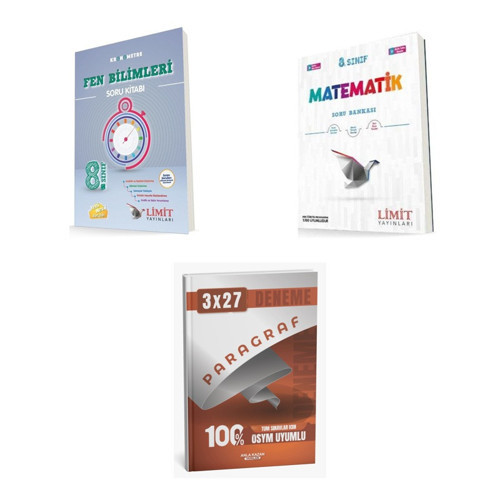 2027 Limit 8. Sınıf Fen Kronometre Bilimleri + Matematik Soru + anla kazan paragraf deneme 3'lü Set