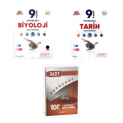 2027 Limit 9. Sınıf Etkinlikli Maarif Biyoloji + Tarih Soru + anla kazan paragraf deneme 3'lü Set