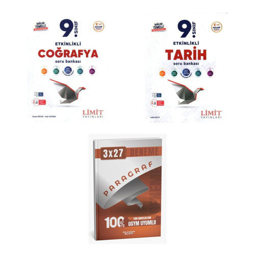2027 Limit 9. Sınıf Etkinlikli Maarif Coğrafya + Tarih Soru + anla kazan paragraf deneme 3'lü Set