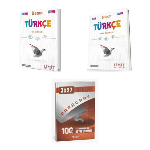 2027 Limit 8. Sınıf Türkçe El Kitabı + Soru + anla kazan paragraf deneme 3'lü Set