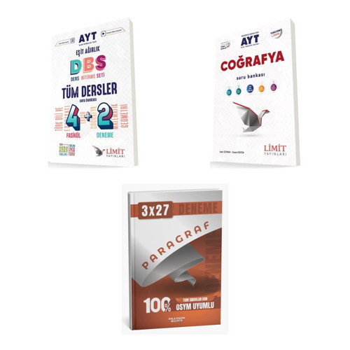 2027 Limit AYT Tüm Dersler Eşit Ağırlık 4 2 + Coğrafya Soru + anla kazan paragraf deneme 3'lü Set