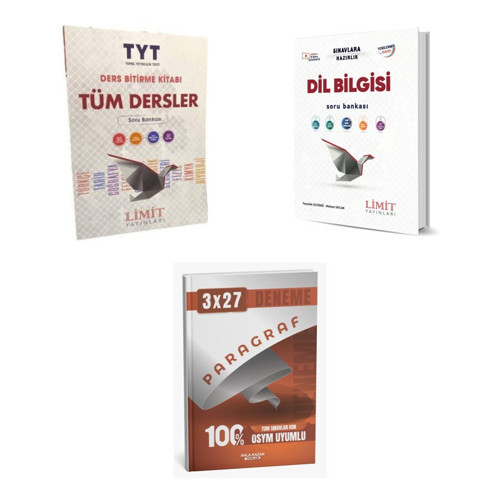 2027 Limit TYT Tüm Dersler + Türkçe Dil Bilgisi Soru + anla kazan paragraf deneme 3'lü Set