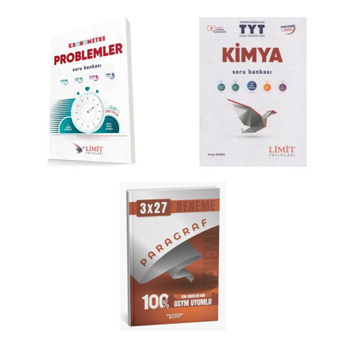 2027 TYT Limit Kronometre Problemler Soru + Kimya Soru + anla kazan paragraf deneme 3'lü Set
