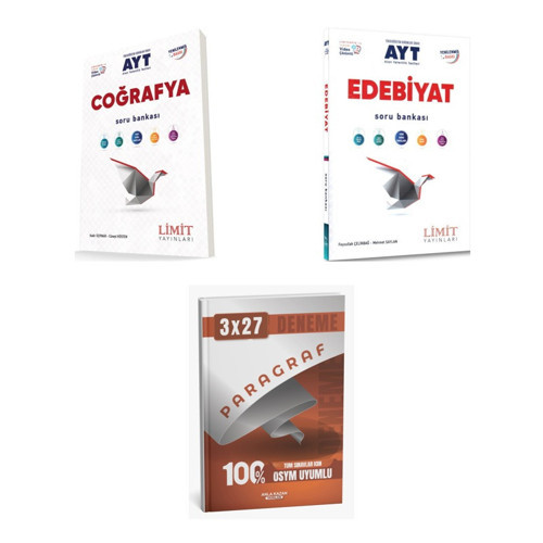 2027 Limit AYT Coğrafya + Edebiyat Video Çözümlü Soru + anla kazan paragraf deneme 3'lü Set