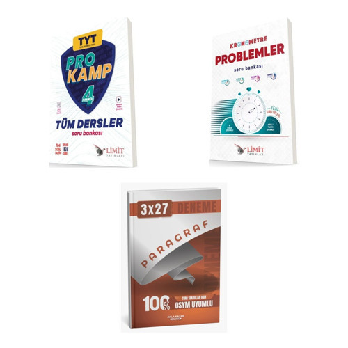 2027 TYT Limit Tüm Dersler Prokamp Soru + Kronometre Problemler Soru + anla kazan paragraf deneme 3'lü Set