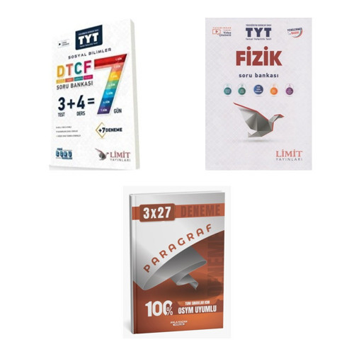 2027 Limit TYT Sosyal DTCF 7 Gün Bilimler + Fizik Soru + anla kazan paragraf deneme 3'lü Set