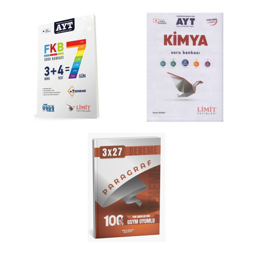 2027 AYT Limit FKB Soru + Kimya Soru + anla kazan paragraf deneme 3'lü Set