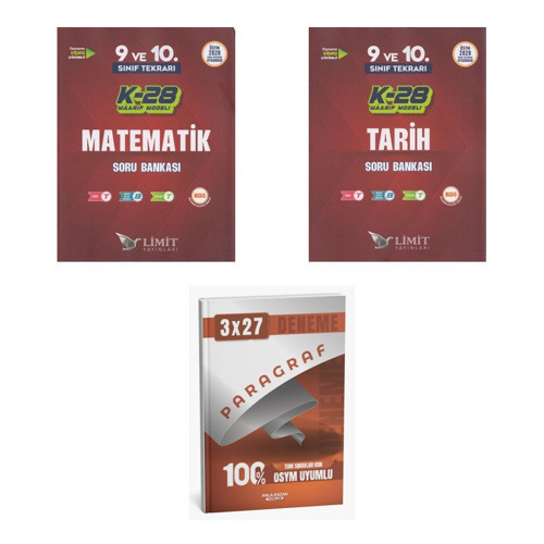 2027 Limit TYT 9. ve 10. Sınıf Tekrarı K-28 Maarif Model Matematik + Tarih Soru + Ankapade 3'lü Set