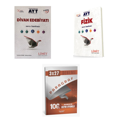 2027 Limit AYT Edebiyat Divan Edebiyatı + Fizik Soru + anla kazan paragraf deneme 3'lü Set
