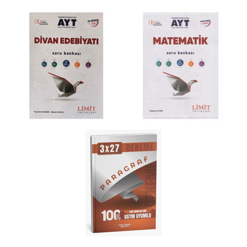 2027 Limit AYT Edebiyat Divan Edebiyatı + Matematik Soru + anla kazan paragraf deneme 3'lü Set