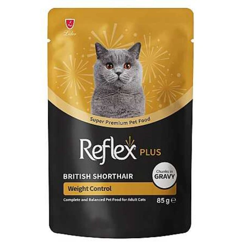 POUCH BRİTİSH SHORTHAİR SOS İÇİNDE ET PARÇACIKLI WEİGHT CONTROL YETİŞKİN KEDİ MAMASI 85GR
