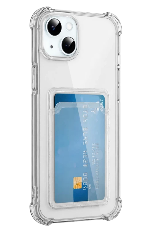 Apple Iphone 15 Kılıf Kart Şeffaf Silikon - Şeffaf