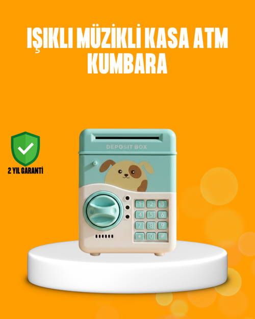 Su Yeşili Atm Kasa Görünümlü Elektronik Şifreli Çocuk Kumbarası