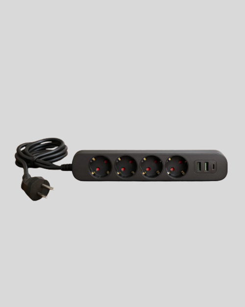4 Priz 2 Usb 1 Type-C Akım Korumalı Çoklu Priz Led Anahtarlı