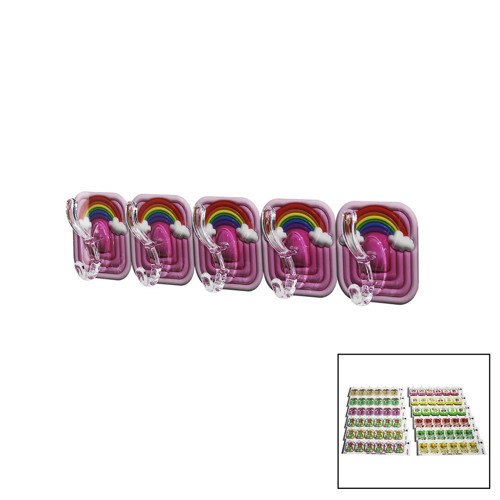 5Pcs Tekli - Çoklu Kullanım Mika Kristal Kollu Resimli Yapışkanlı Askı