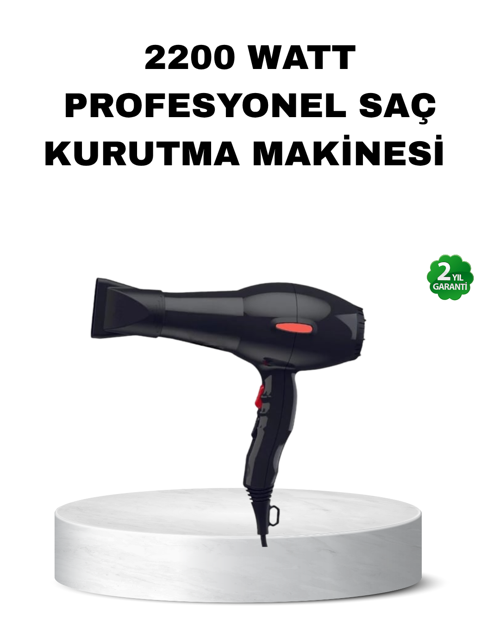 Profesyonel Saç Kurutma Makinesi – Ac Motor, Soğuk Üfleme, 2 Hız Kademesi