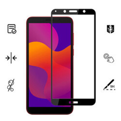 Huawei Y5P Kenarları Kırılmaya Dayanıklı Cam Ekran Koruyucu - Siyah