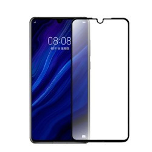 Huawei P30 Kenarları Kırılmaya Dayanıklı Cam Ekran Koruyucu - Siyah