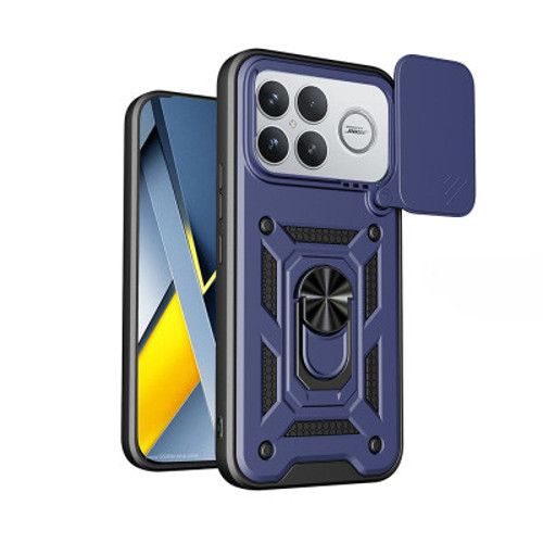 Xiaomi Poco F8 Ultra Magnetik Standlı Kamera Korumalı Sürgülü Vega Kapak Kılıf - Mavi